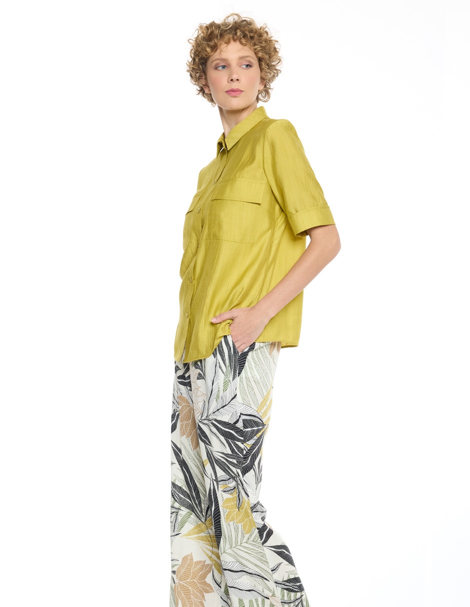 Blusa camisera letizia manga corta para mujer