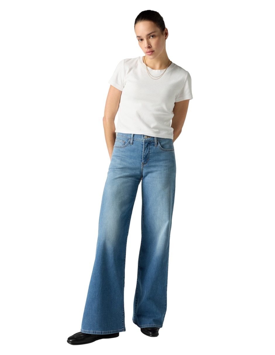 Jeans wide leg corte cintura para mujer 4