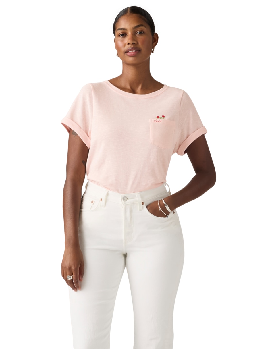 Playera manga corta cuello redondo mujer
