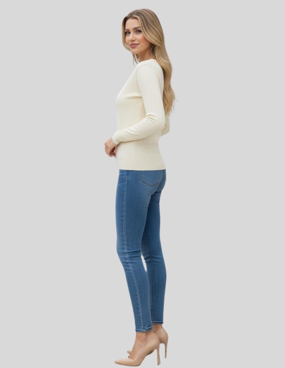 Suéter cuello v para mujer 6