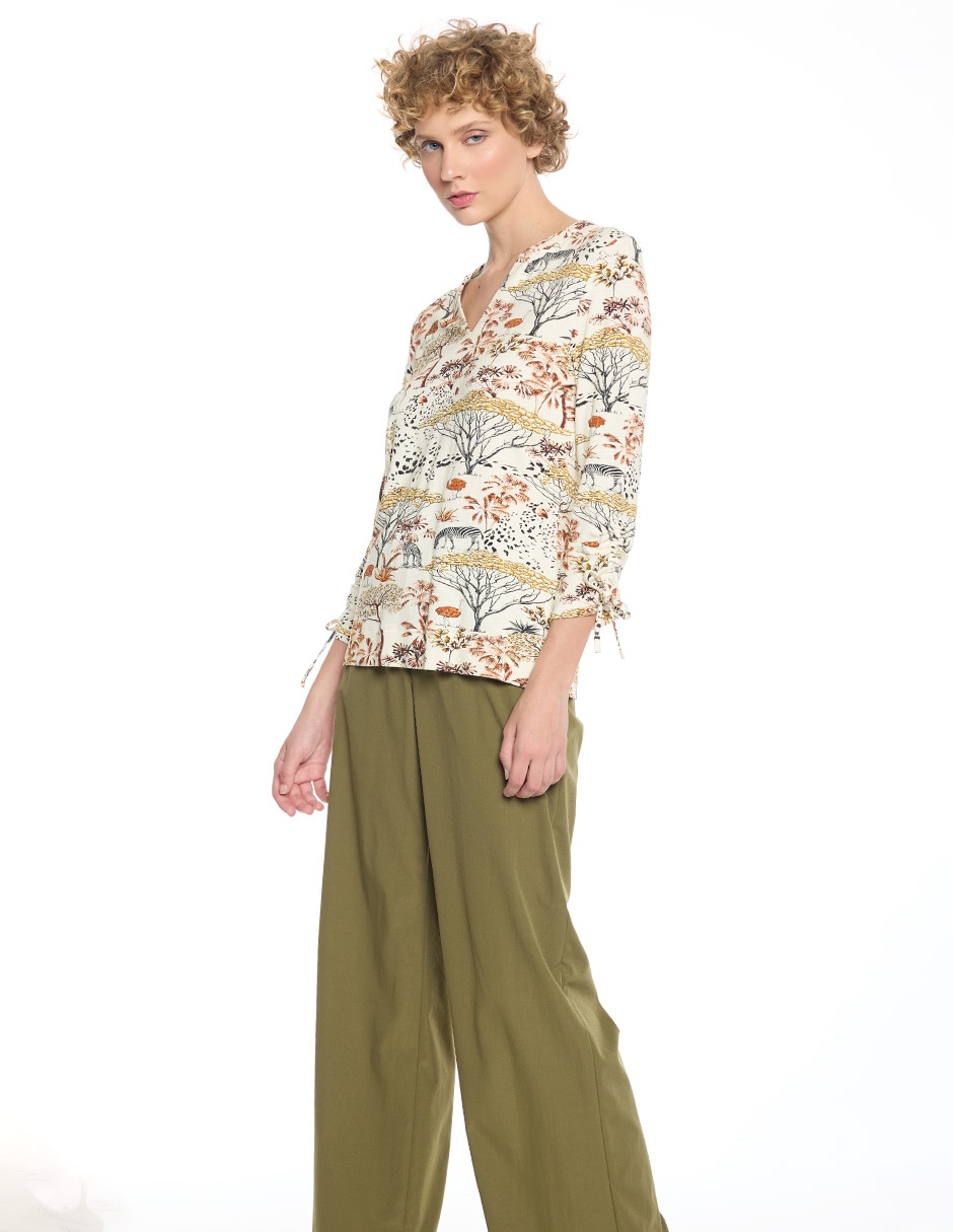 Blusa mylah manga 3/4 para mujer
