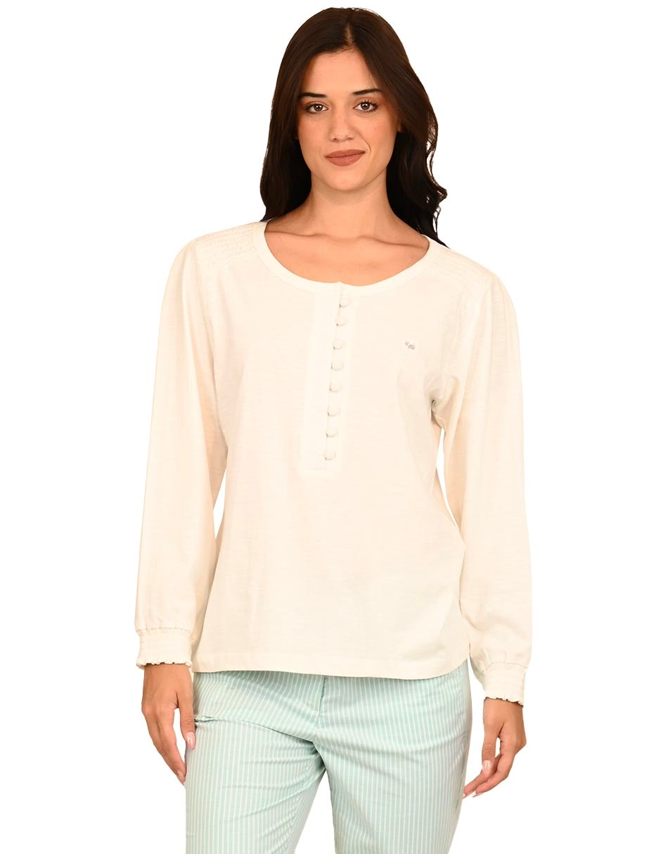 Playera manga larga cuello redondo mujer Playera manga larga cuello redondo mujer