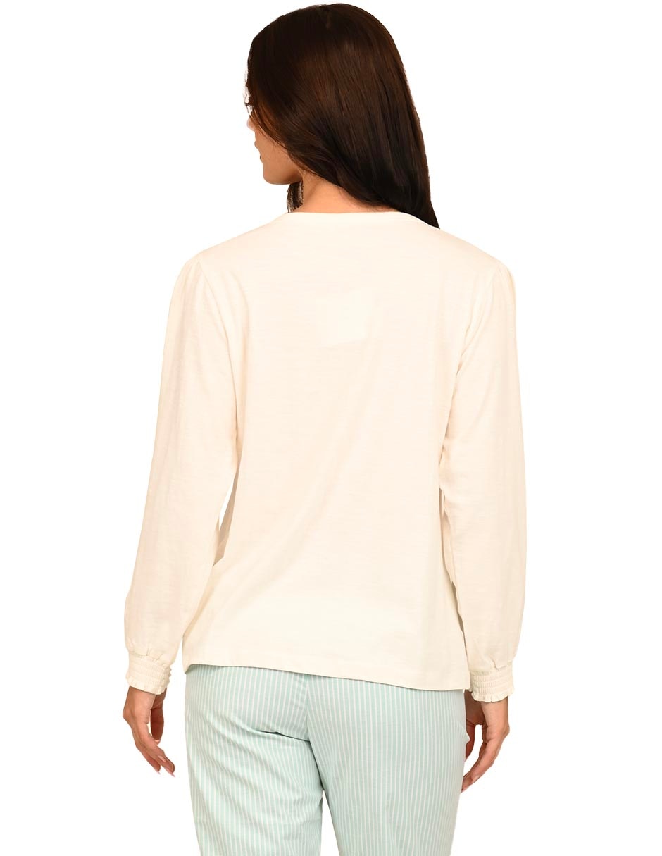 Playera manga larga cuello redondo mujer 3