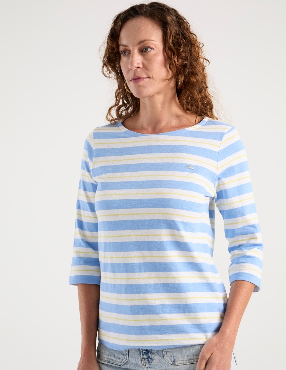 Playera manga 3/4 cuello redondo para mujer