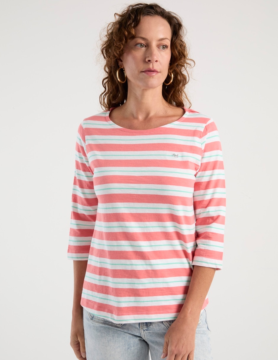 Playera manga 3/4 cuello redondo para mujer Playera manga 3/4 cuello redondo para mujer
