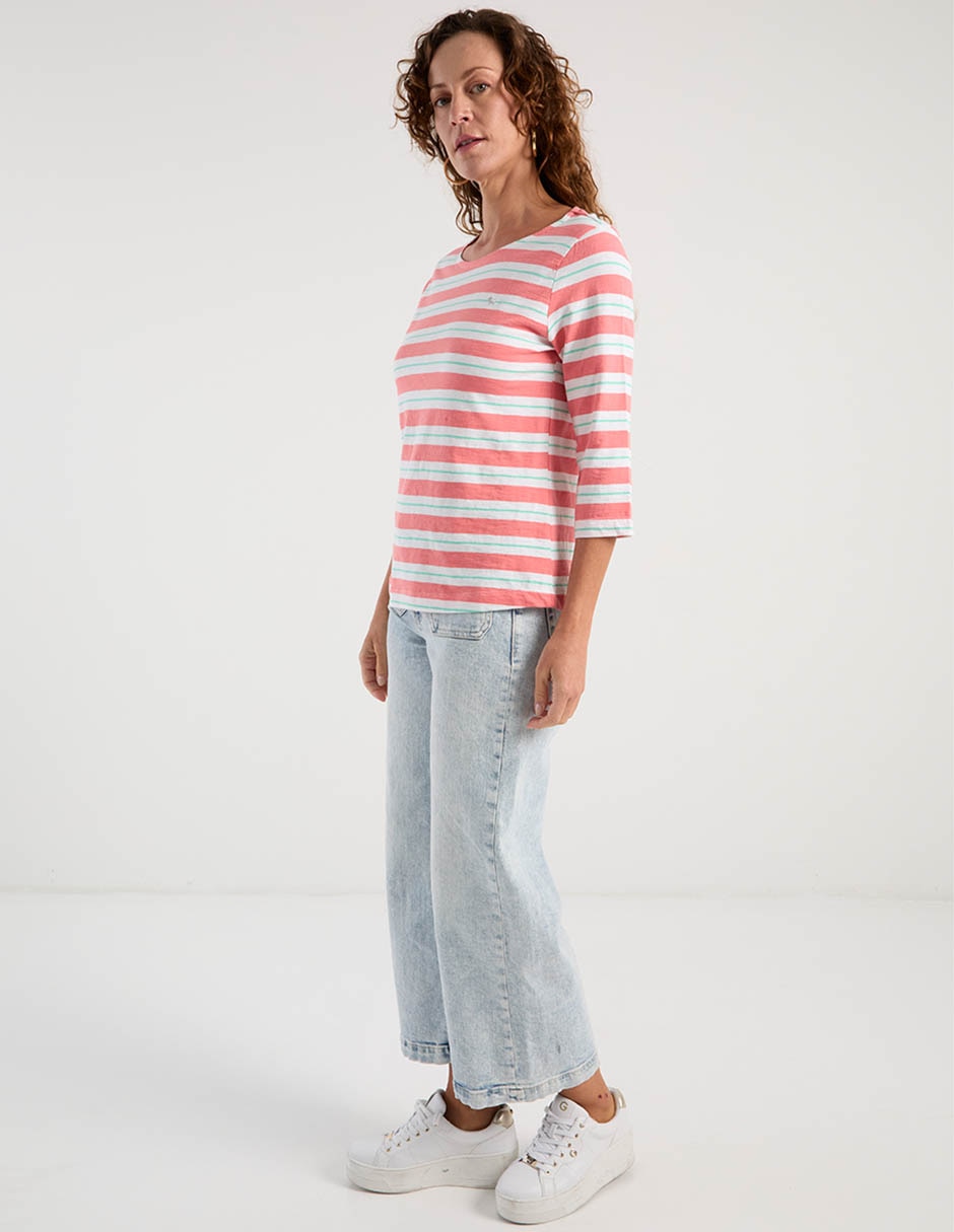 Playera manga 3/4 Ferrioni cuello redondo para mujer