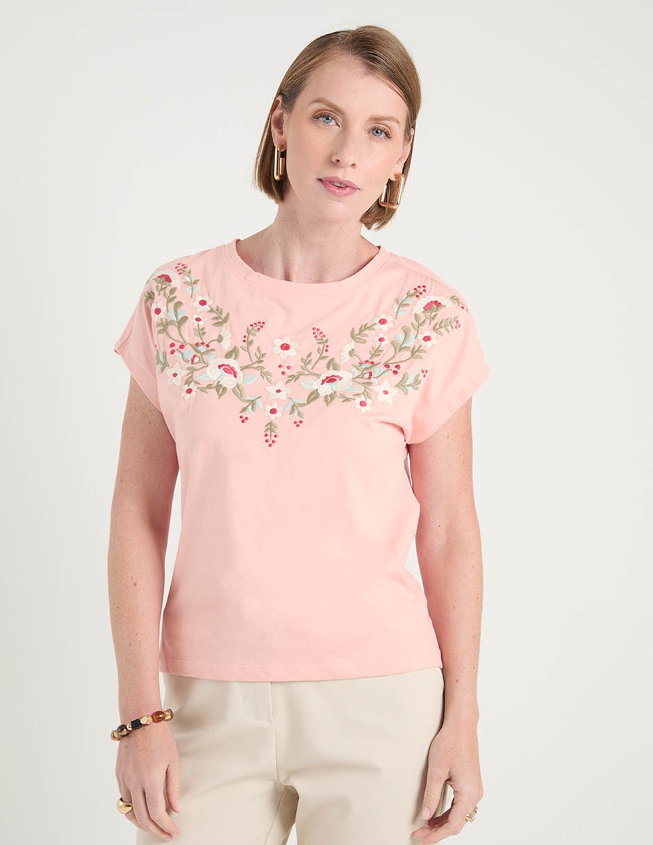 Playera manga corta cuello redondo para mujer Playera manga corta cuello redondo para mujer