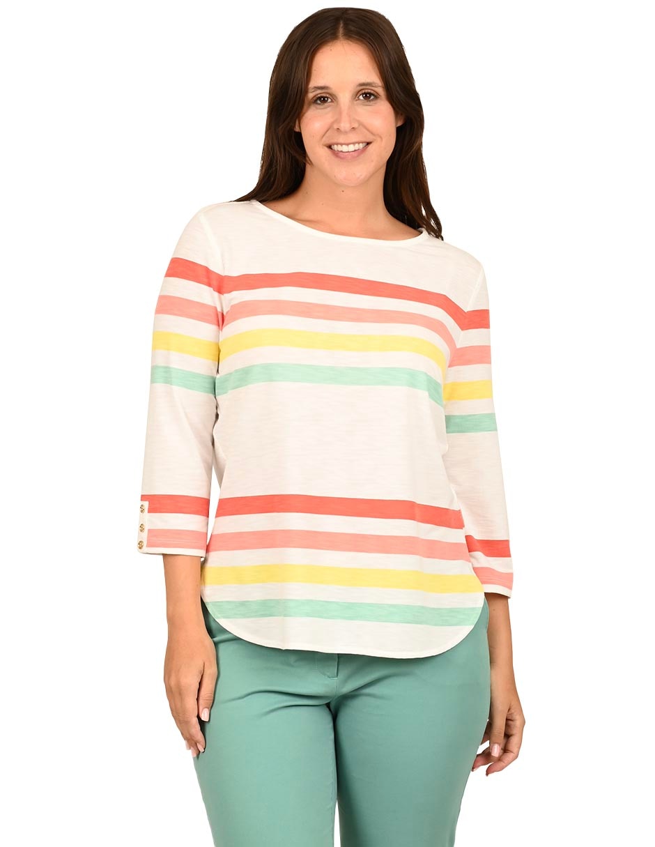 Playera manga 3/4 cuello redondo mujer