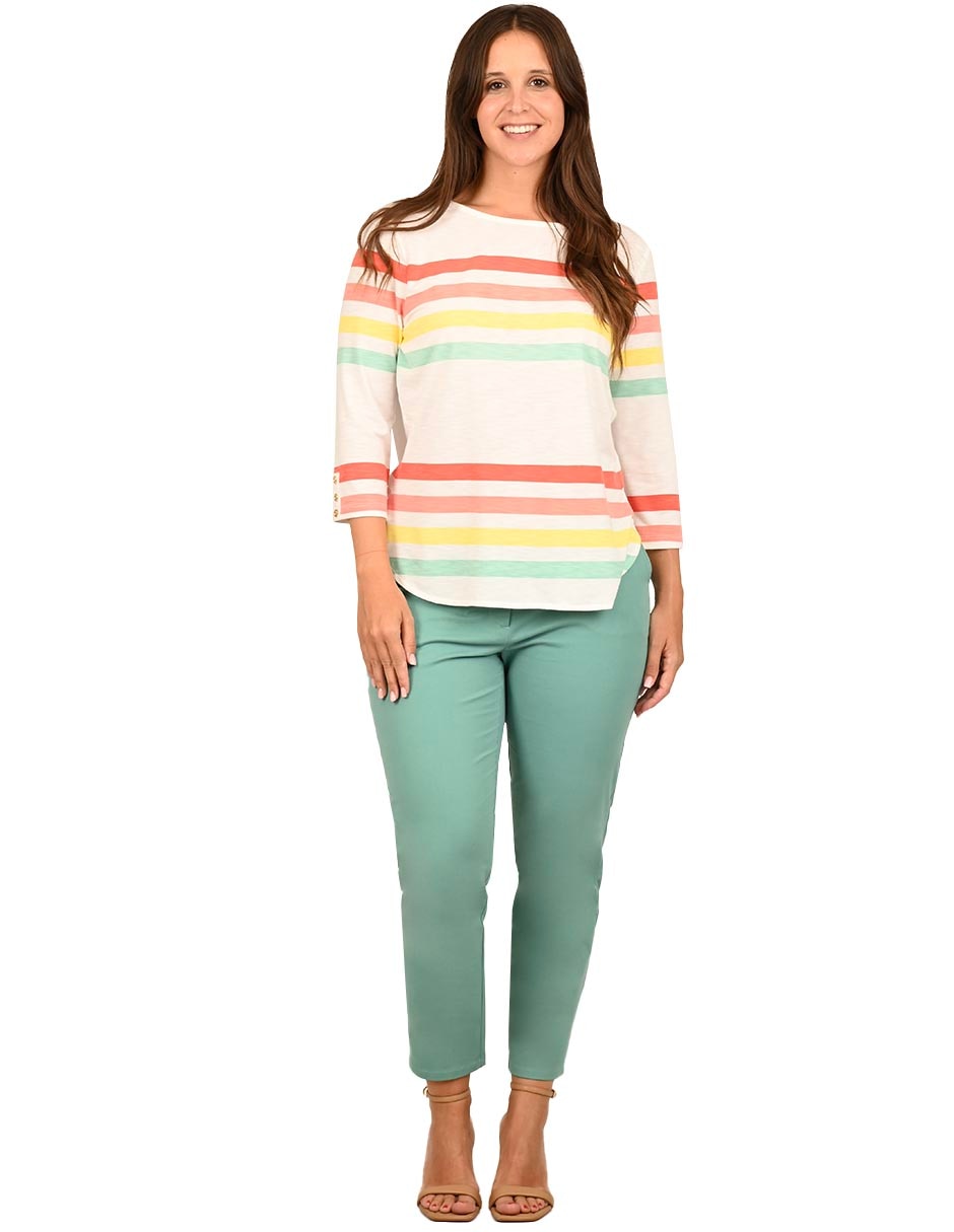 Playera manga 3/4 cuello redondo mujer
