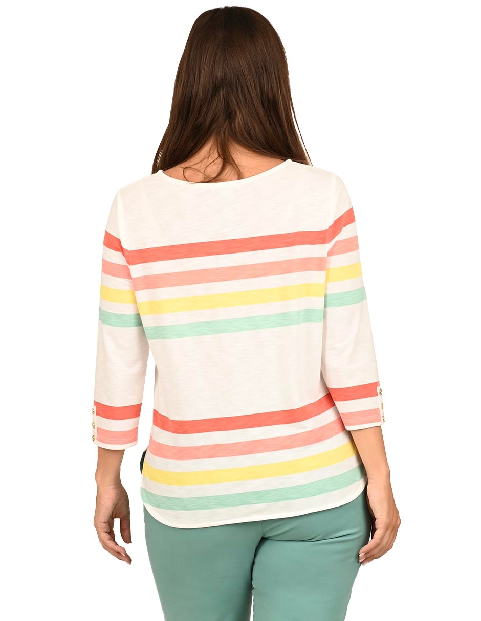 Playera manga 3/4 cuello redondo mujer