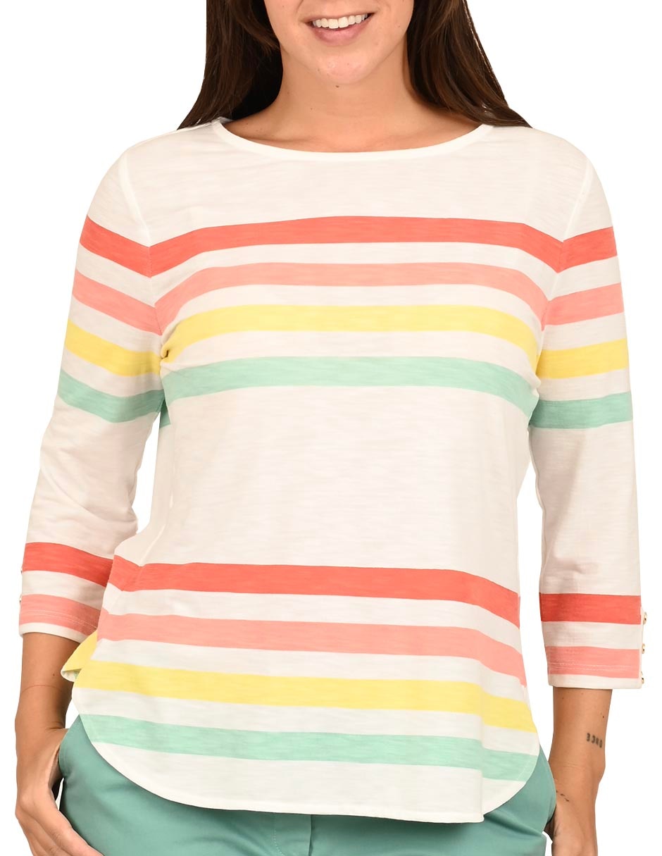 Playera manga 3/4 cuello redondo mujer