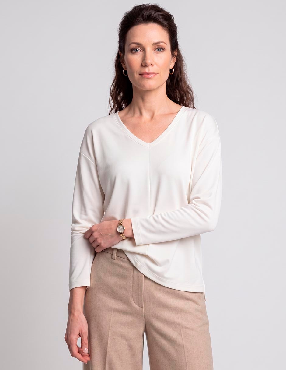 Playera manga larga cuello v mujer Playera manga larga cuello v mujer