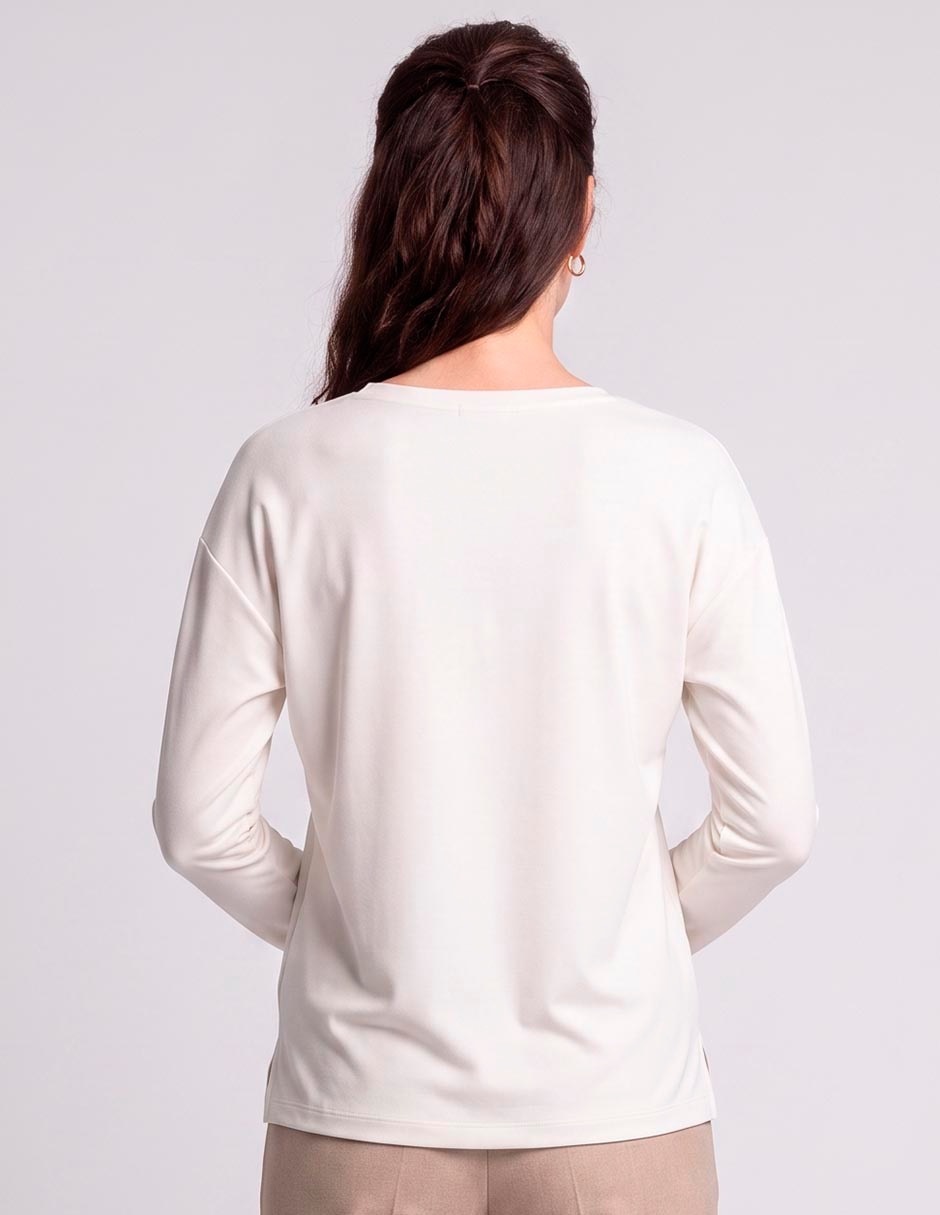 Playera manga larga cuello v mujer 2