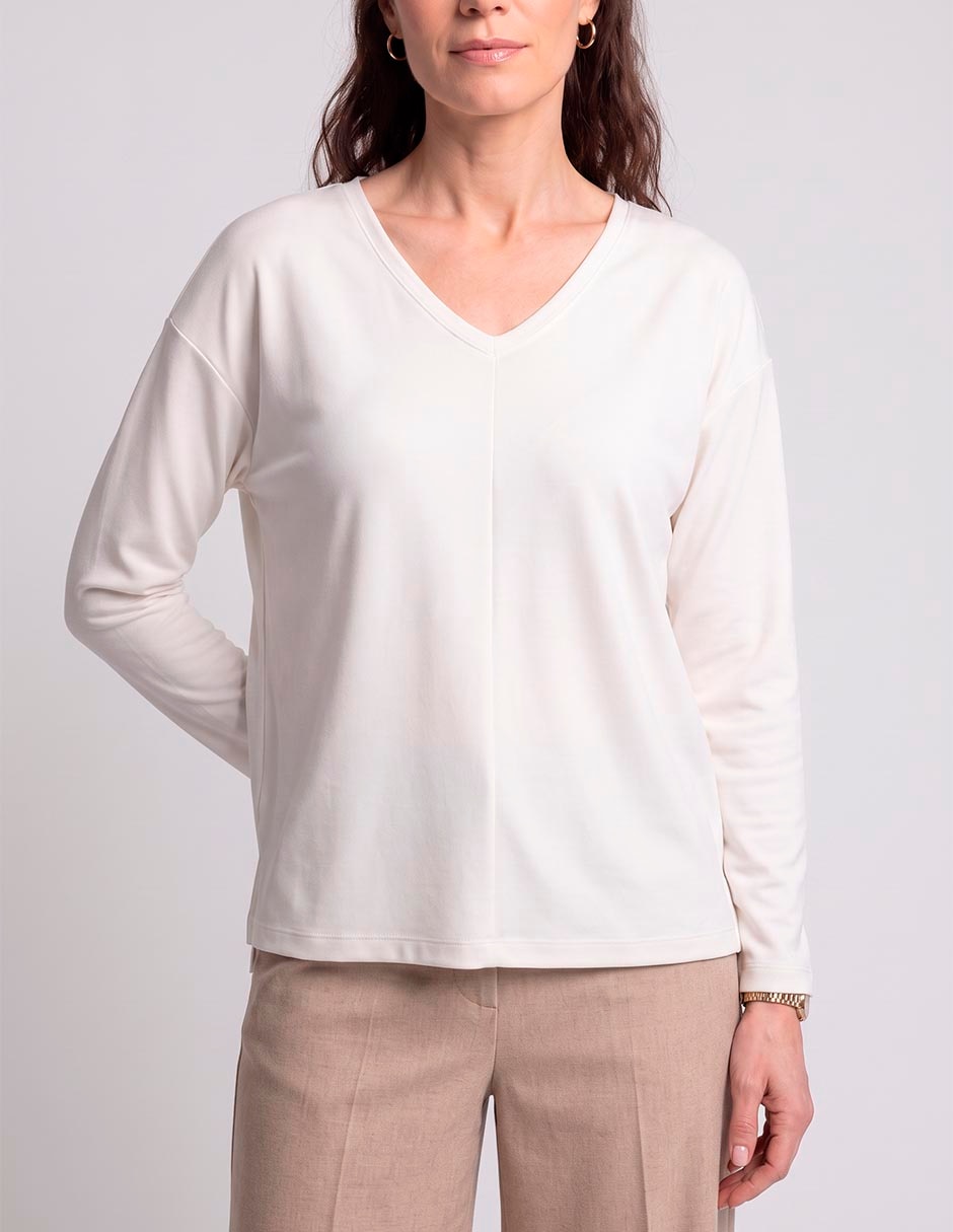 Playera manga larga cuello v mujer 3