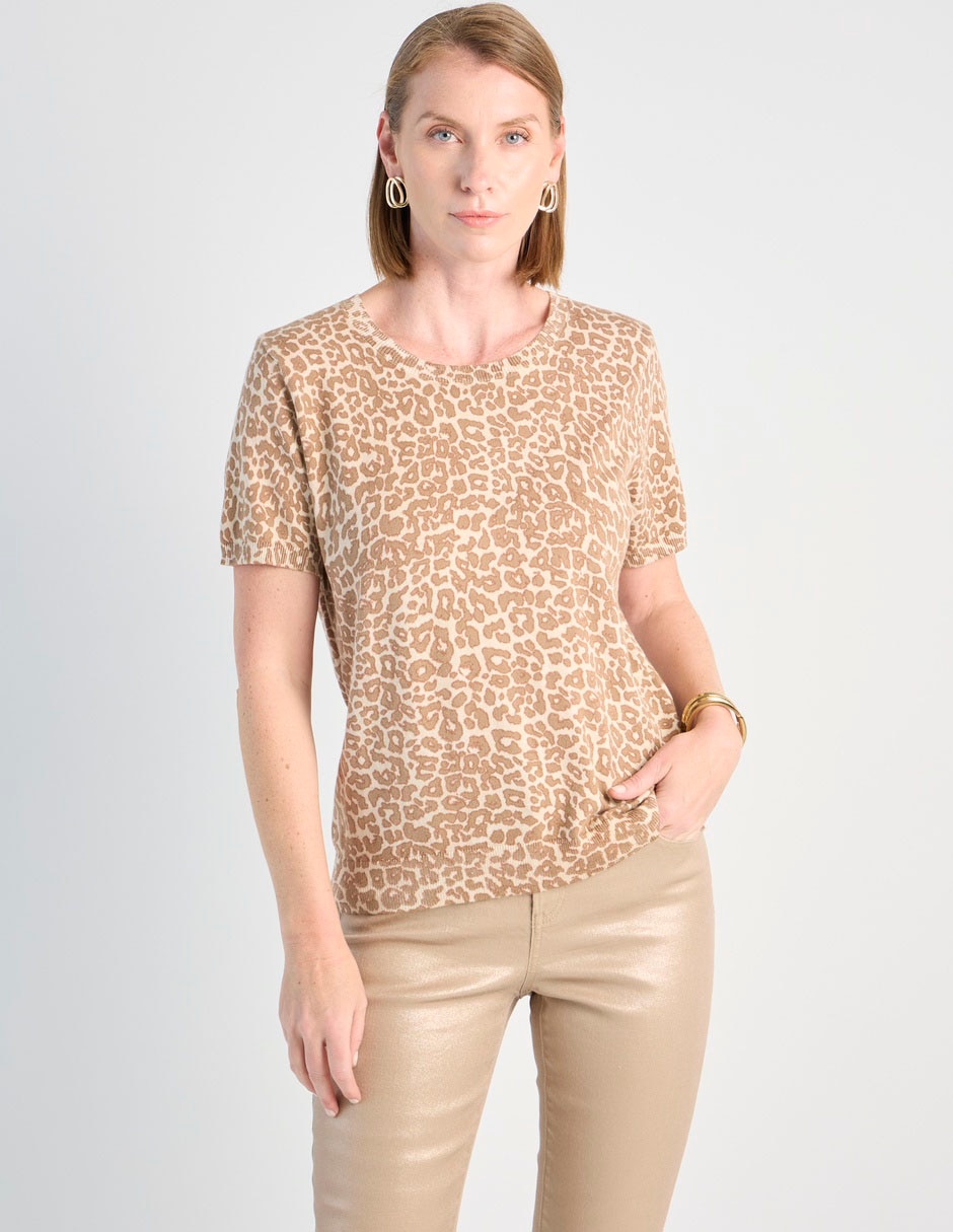 Playera manga corta cuello redondo para mujer