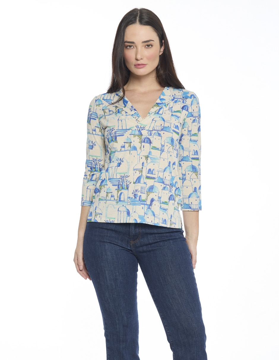 Blusa hazel manga 3/4 para mujer