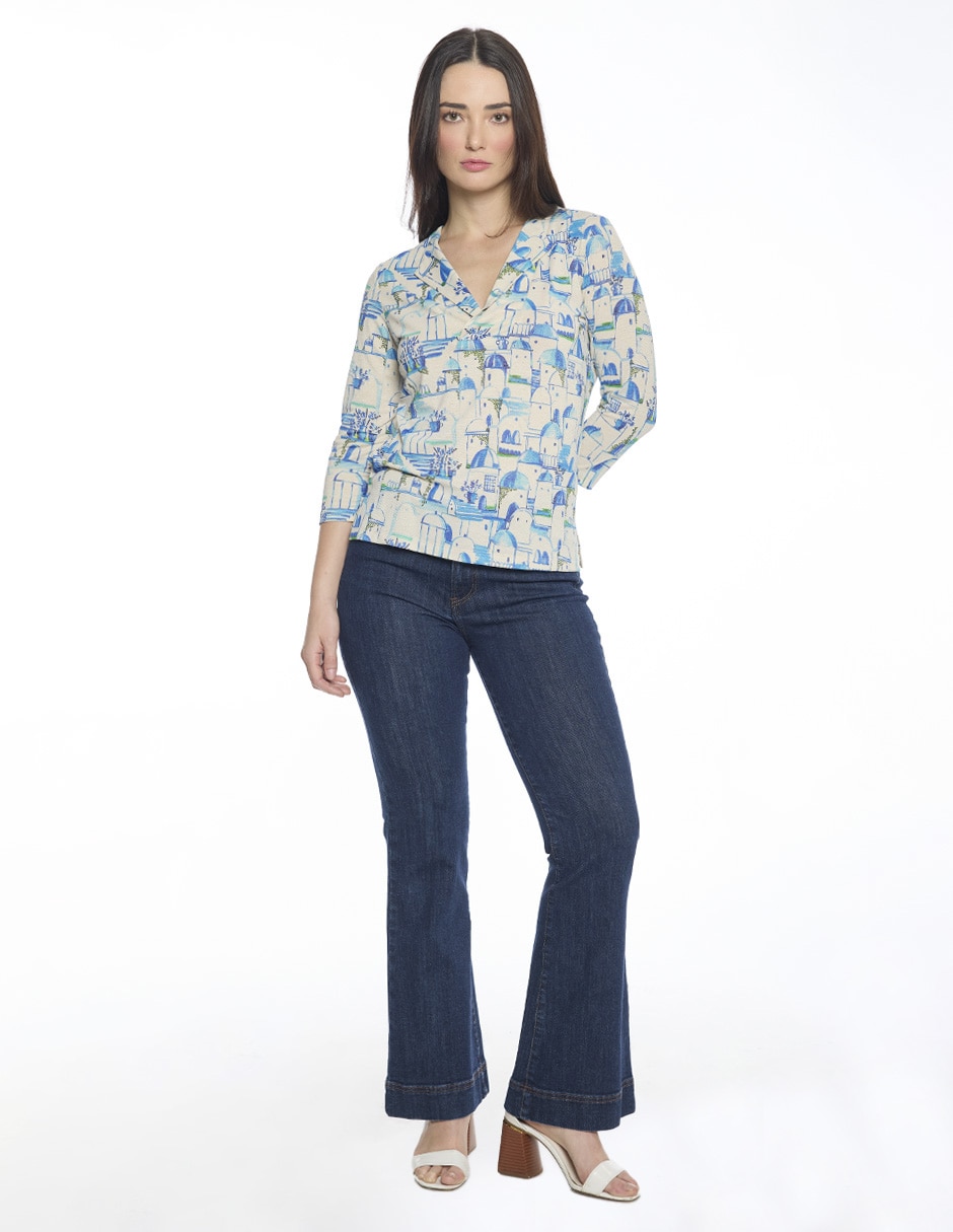 Blusa hazel manga 3/4 para mujer