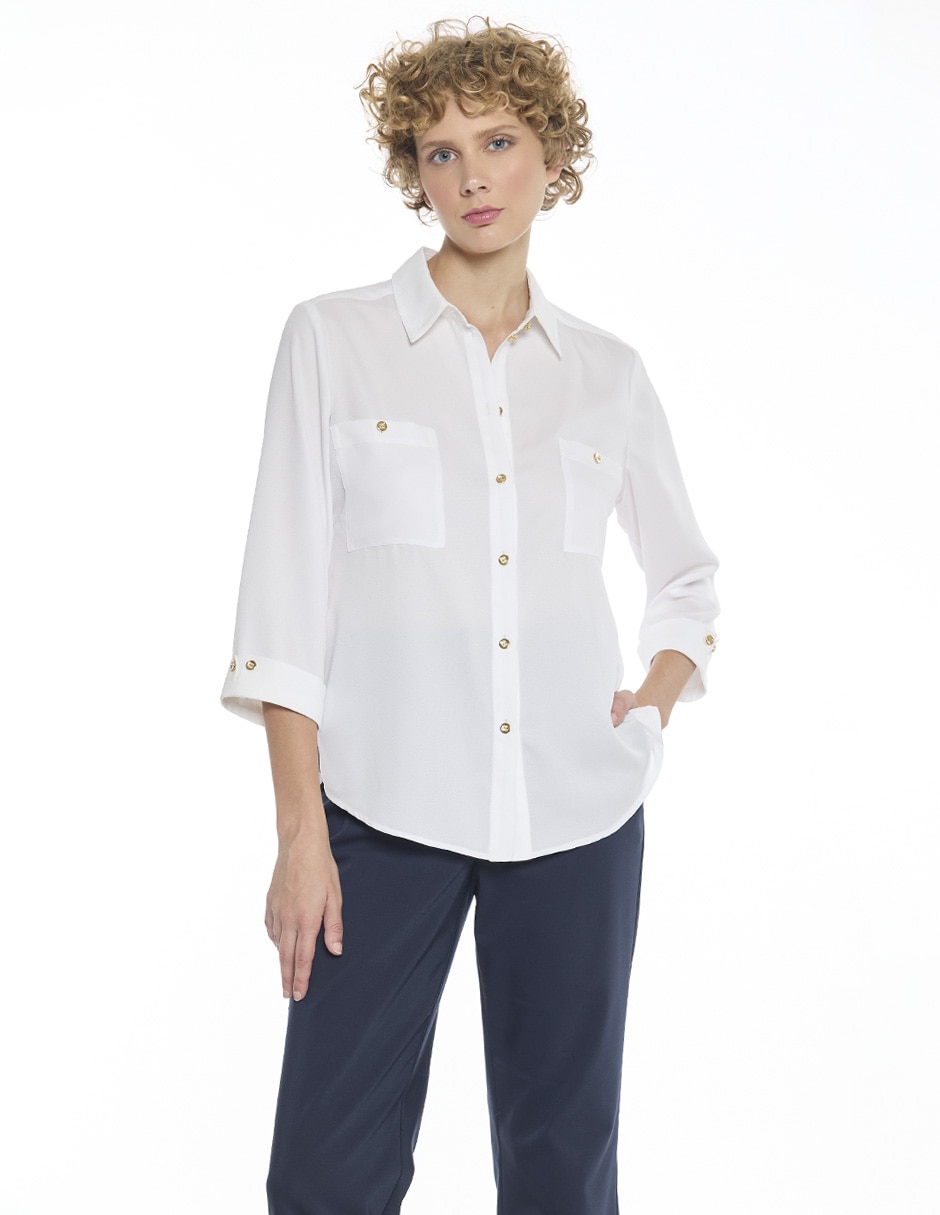 Blusa camisera agathe manga 3/4 para mujer