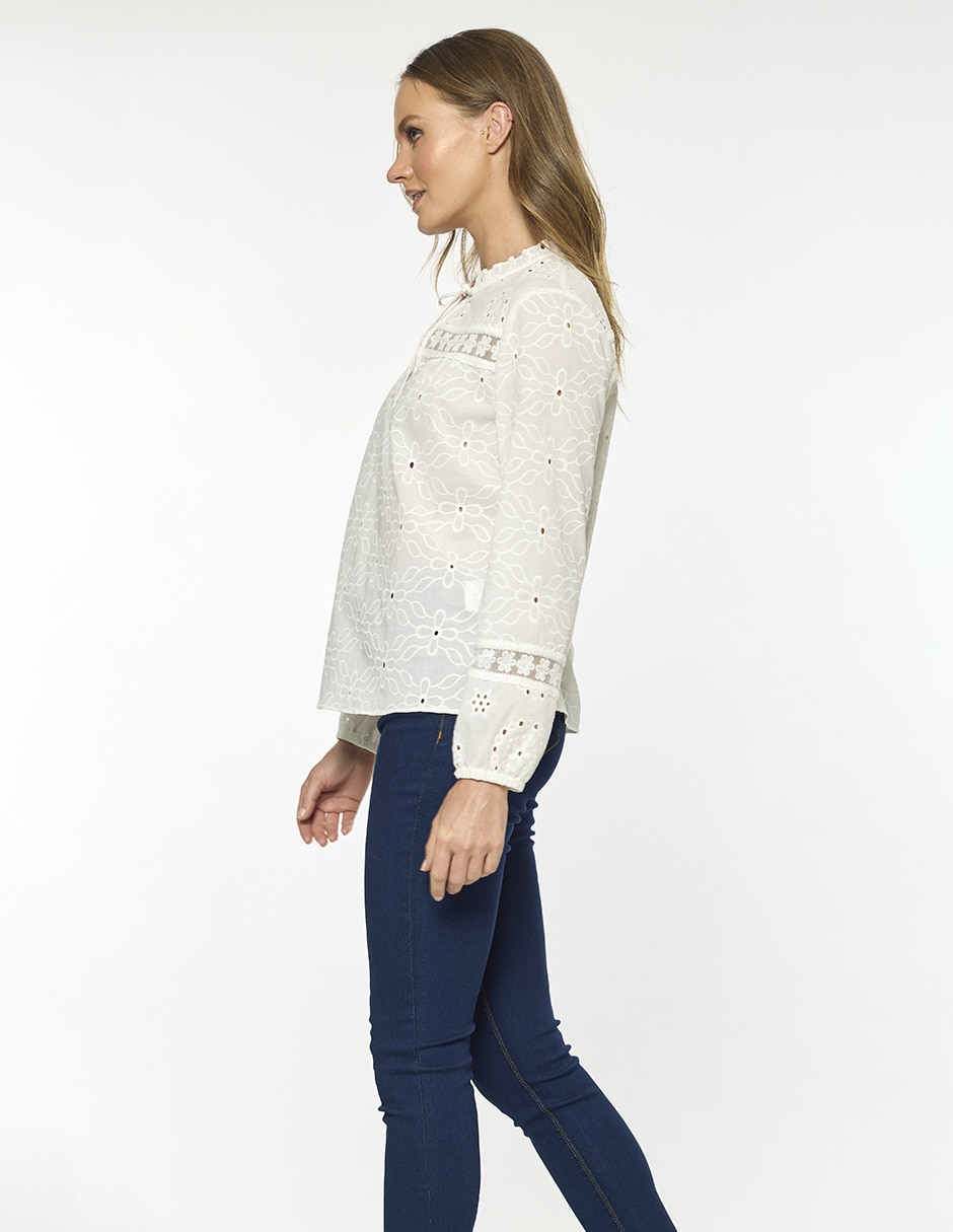 Blusa esenciales manga larga para mujer