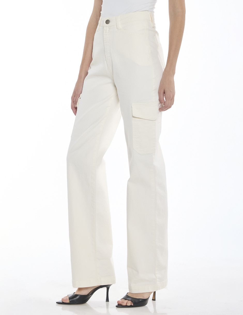 Jeans cargo straight para mujer 3