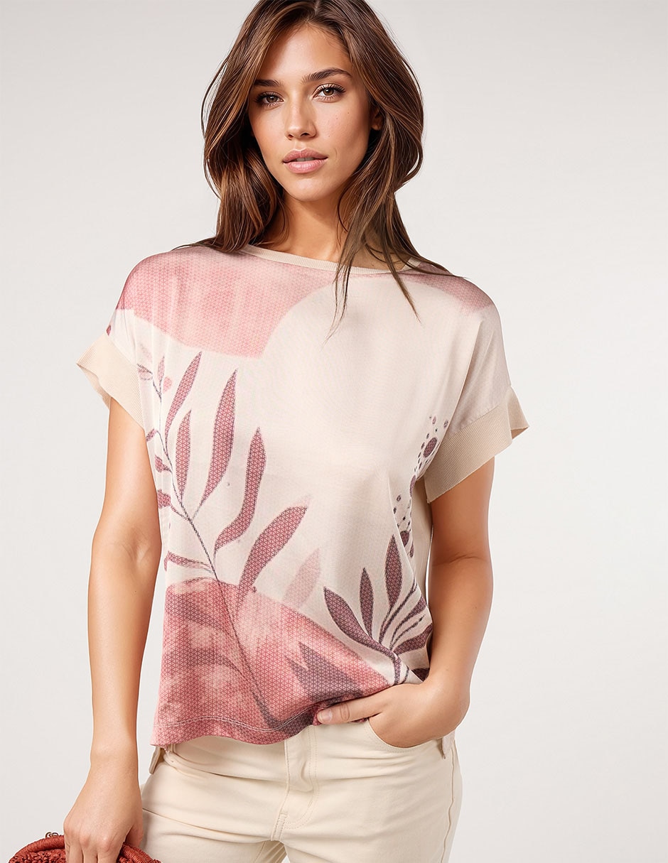 Playera manga corta cuello redondo mujer