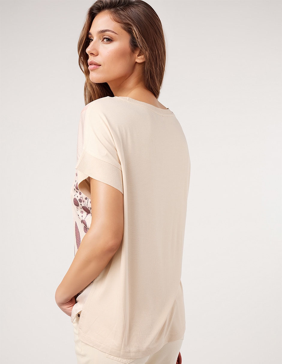 Playera manga corta cuello redondo mujer
