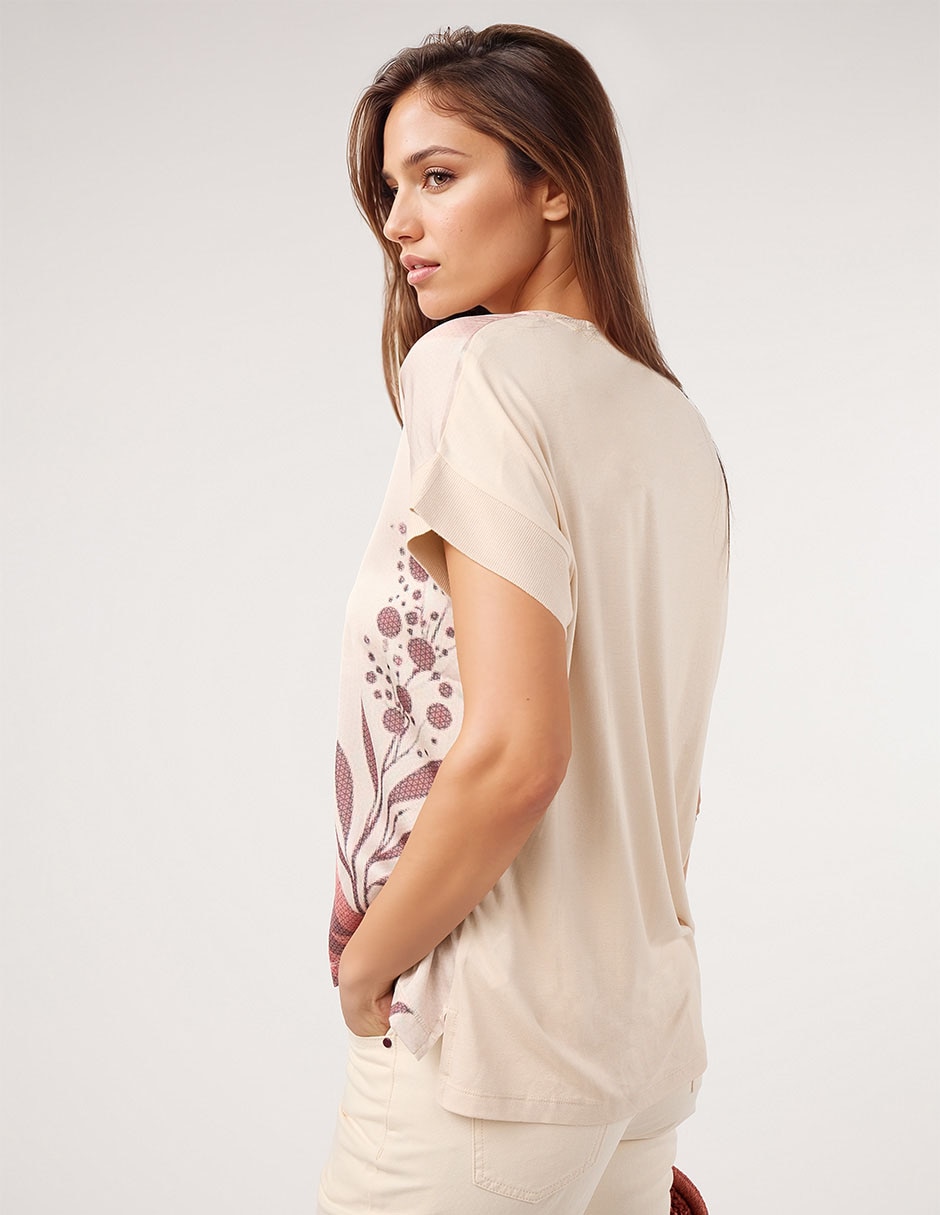 Playera manga corta cuello redondo mujer