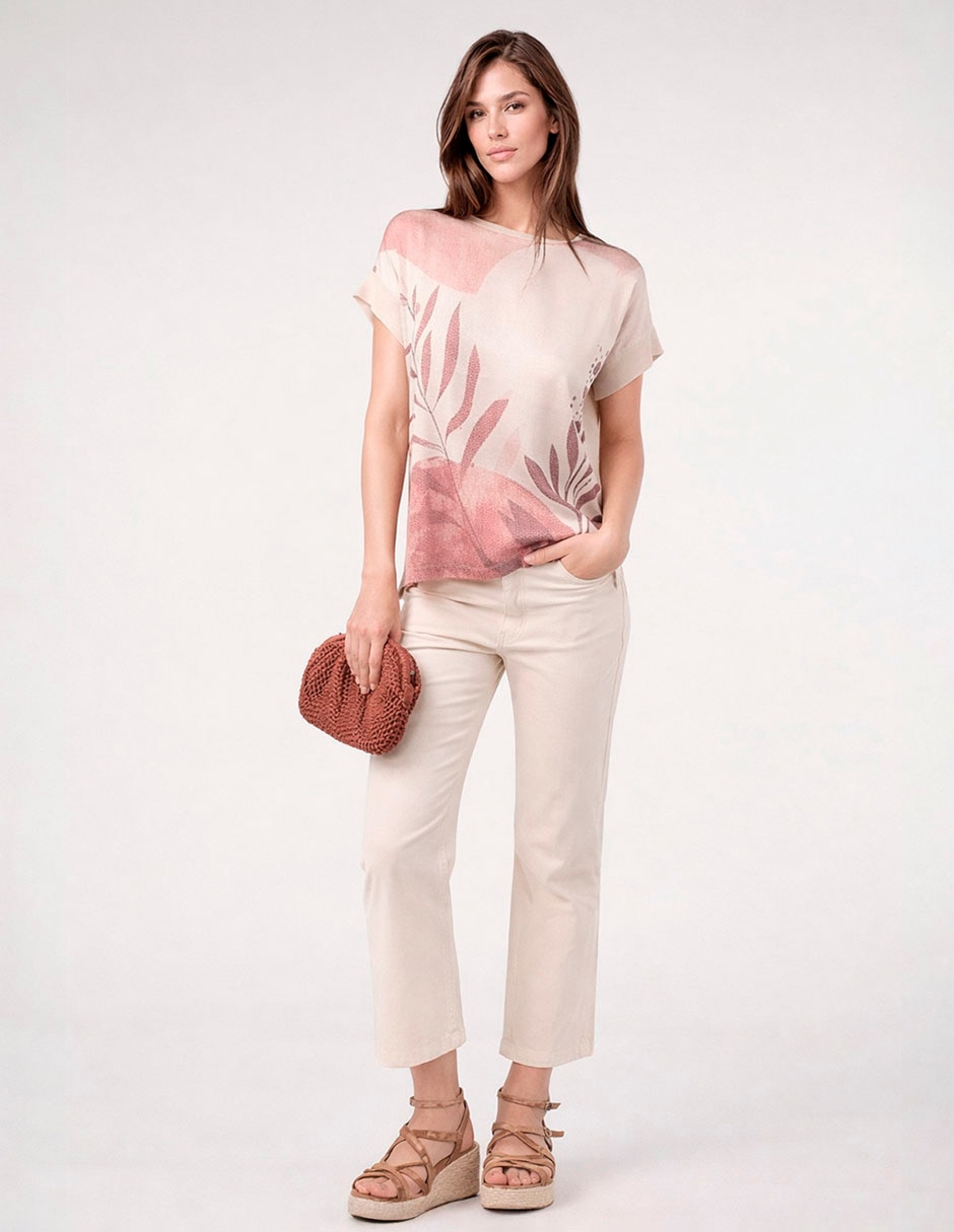 Playera manga corta cuello redondo mujer