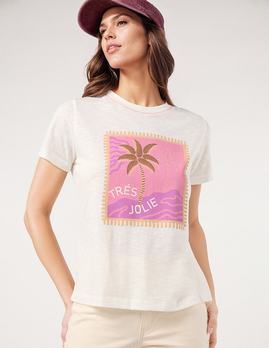 Playera manga corta cuello redondo mujer Playera manga corta cuello redondo mujer