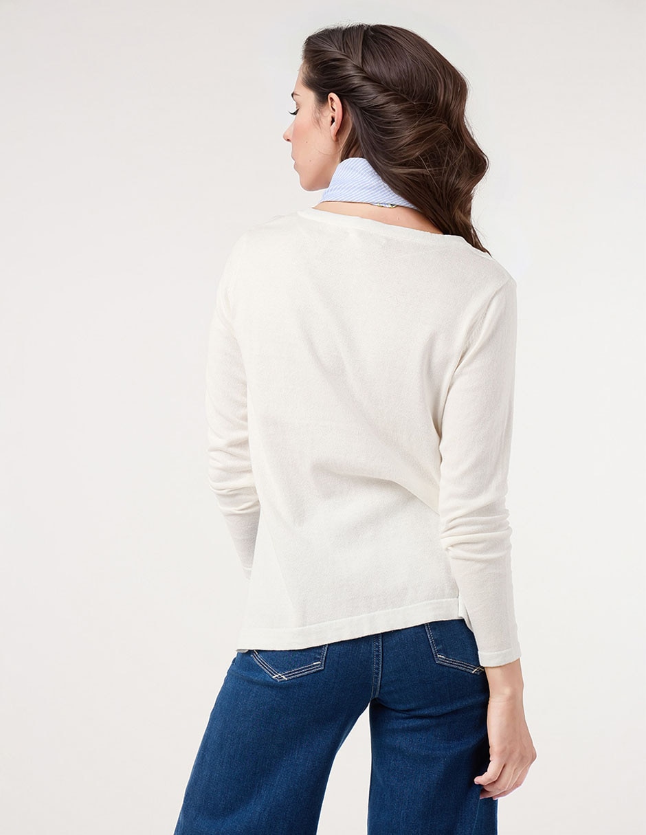 Suéter cuello V para mujer