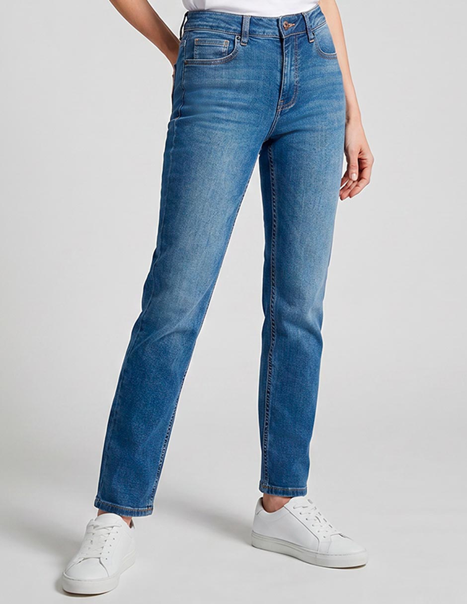Jeans slim corte cintura para mujer