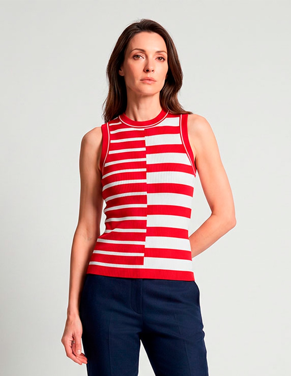 Playera sin manga cuello redondo para mujer