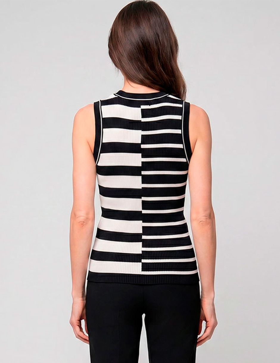 Playera sin manga cuello redondo para mujer 2