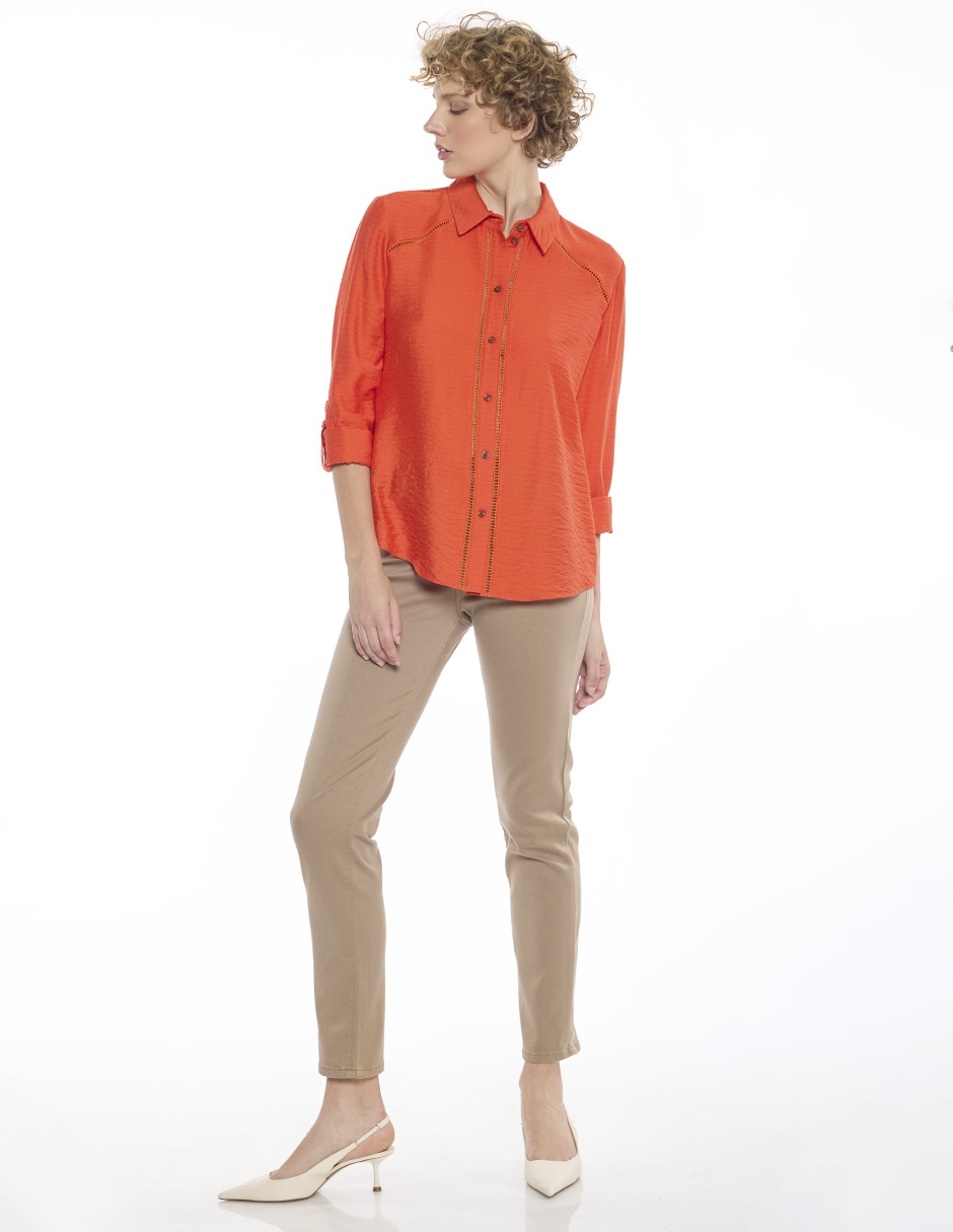 Blusa camisera manga larga para mujer 6