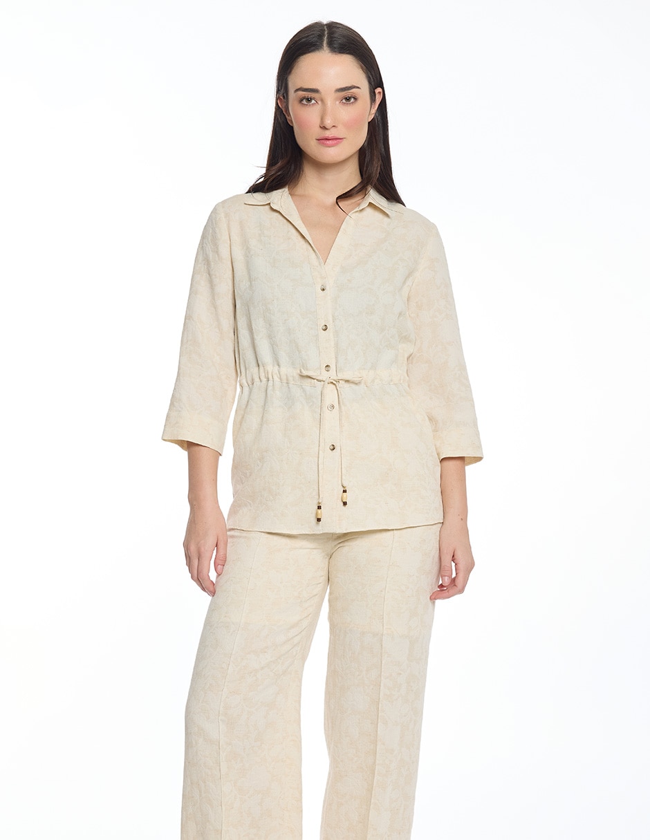 Blusa camisera manga 3/4 para mujer 1