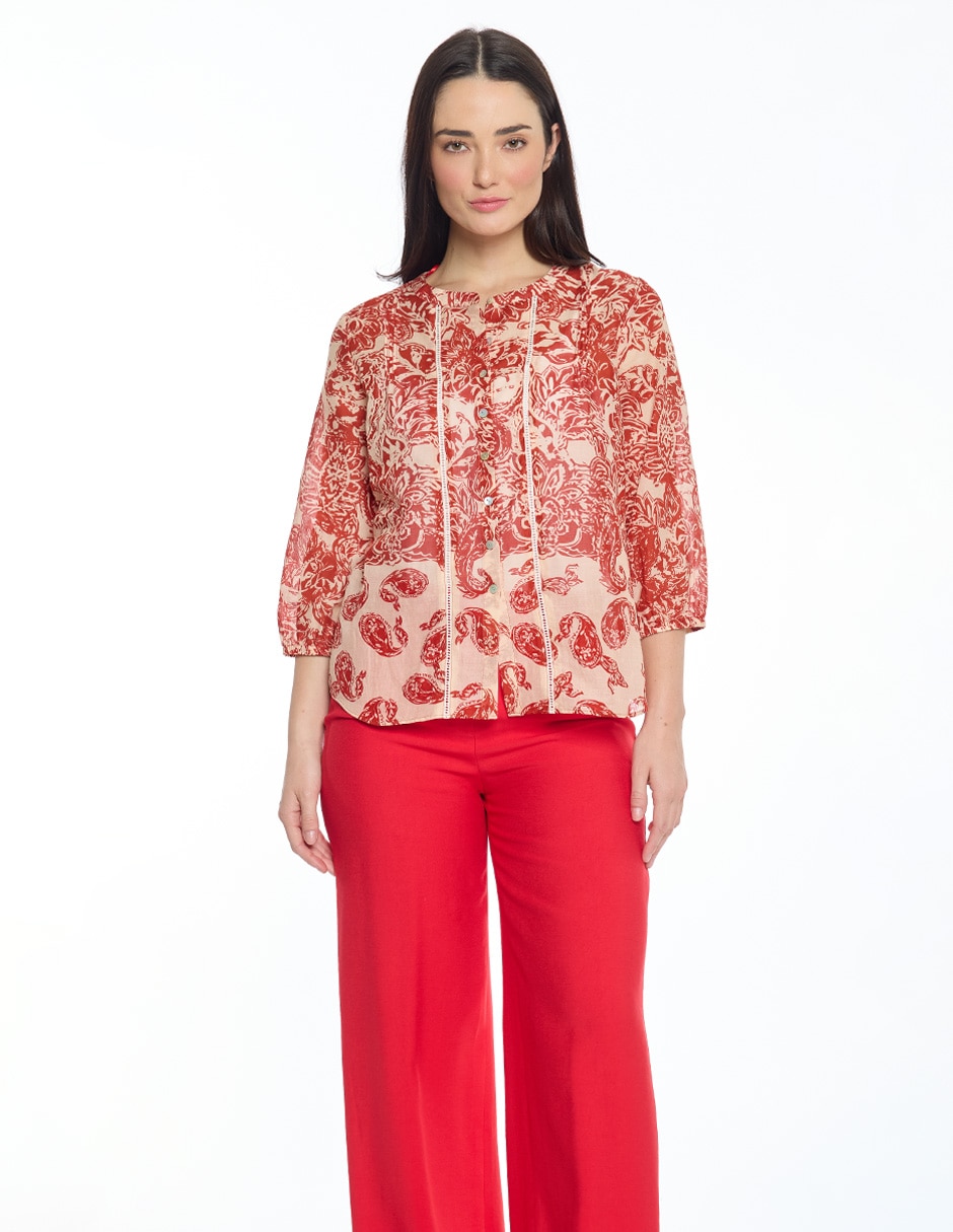 Blusa manga 3/4 para mujer Blusa manga 3/4 para mujer