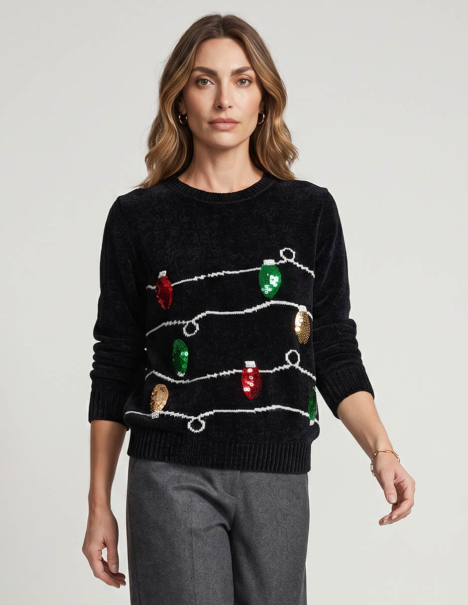 Suéter navideño cuello redondo para mujer Suéter navideño cuello redondo para mujer