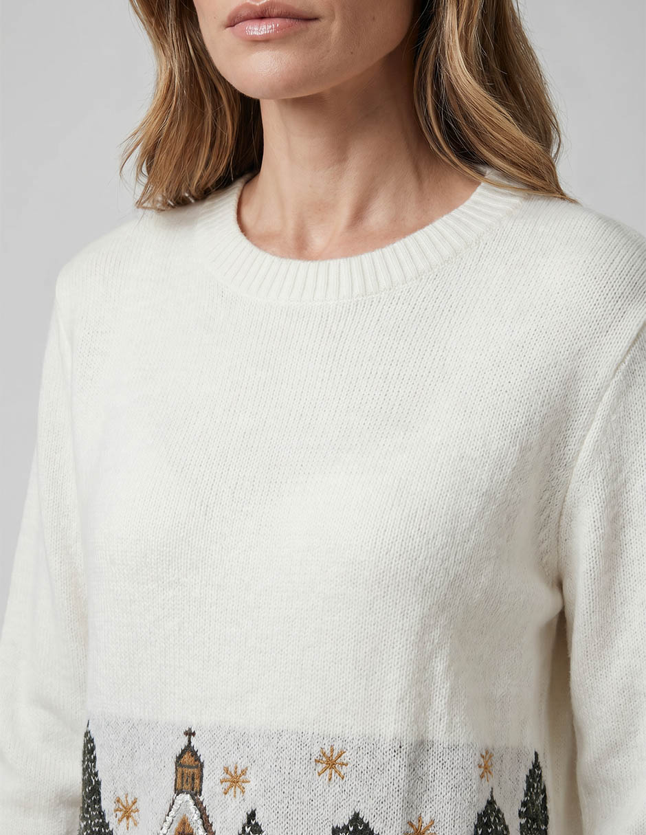 Suéter navideño cuello redondo para mujer 3