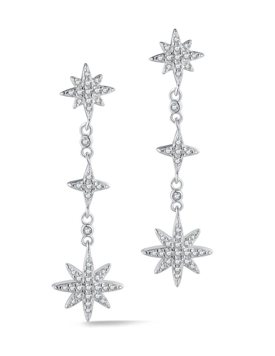 Aretes de estrella Stella Nova de plata P 925 con acabado baño de rodio 2