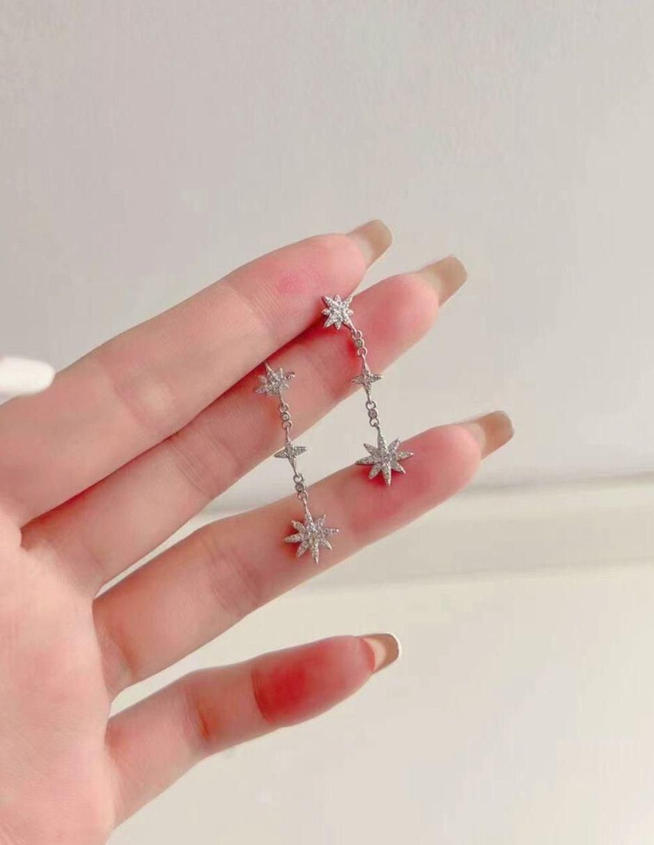 Aretes de estrella Stella Nova de plata P 925 con acabado baño de rodio 4