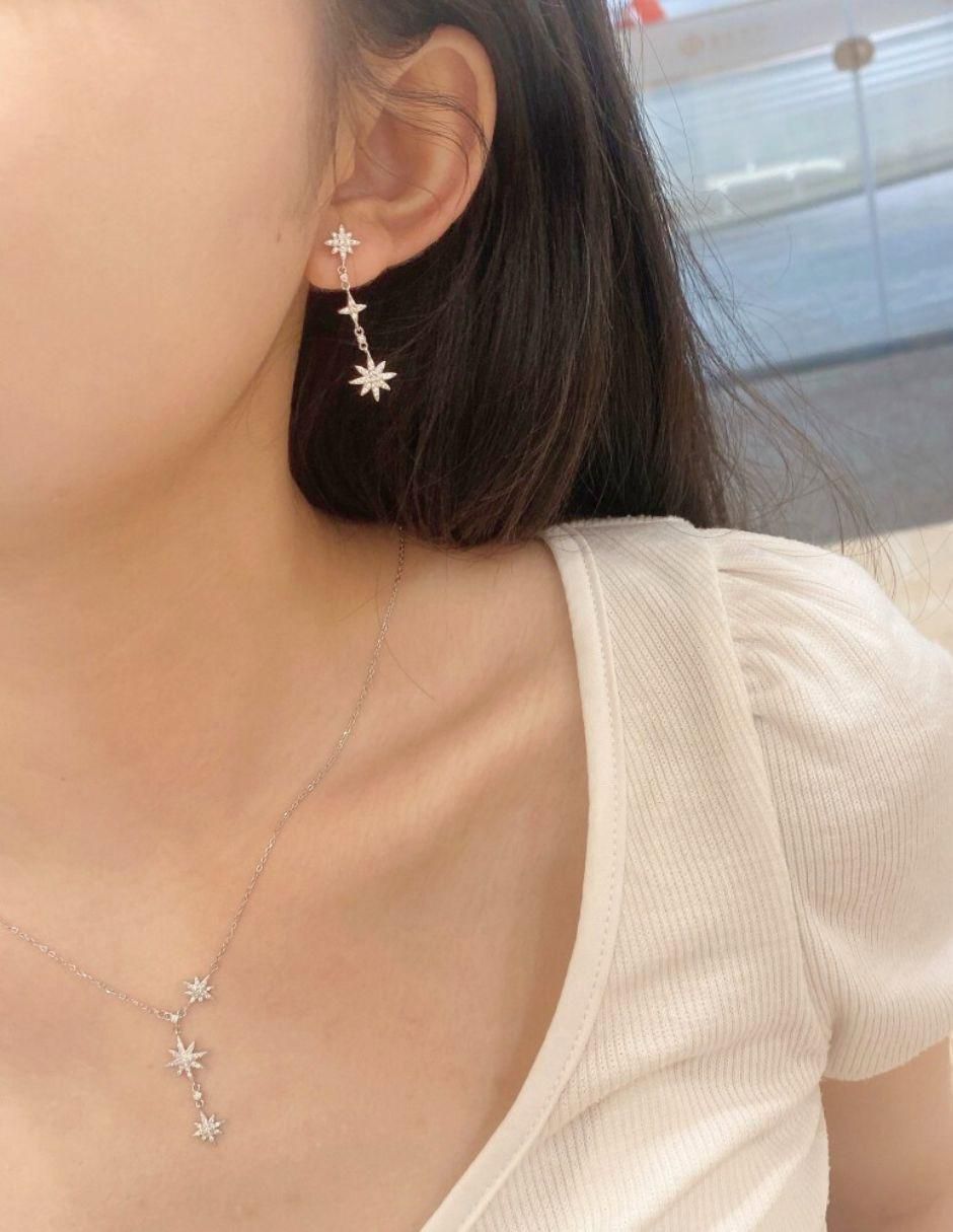 Aretes de estrella Stella Nova de plata P 925 con acabado baño de rodio 6