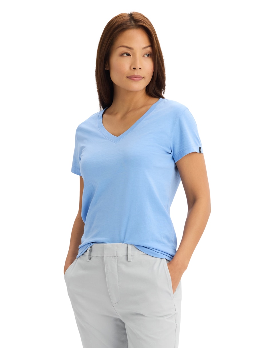 Playera manga corta Dockers cuello v mujer