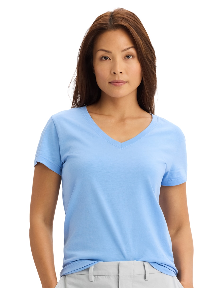 Playera manga corta Dockers cuello v mujer