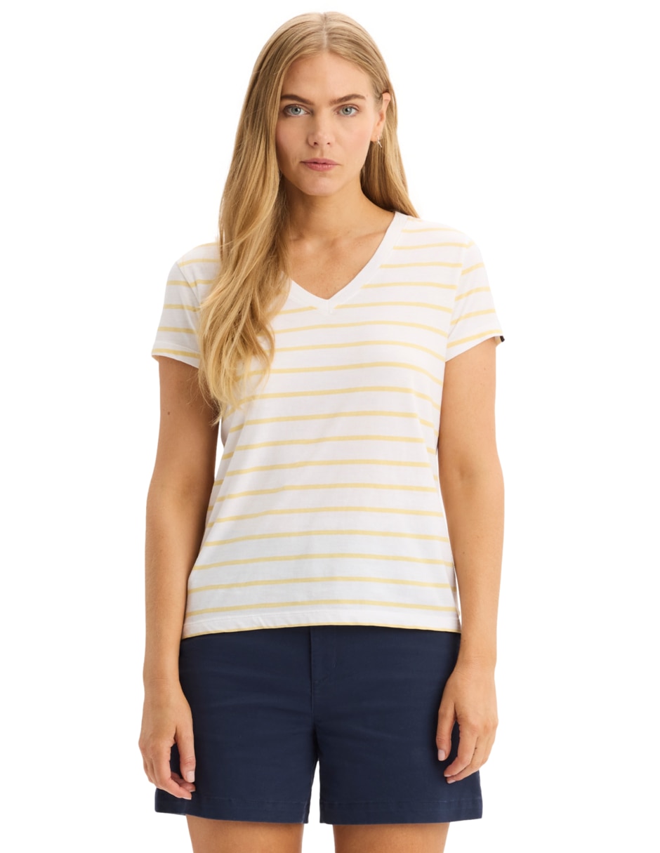 Playera manga corta cuello v para mujer Playera manga corta cuello v para mujer