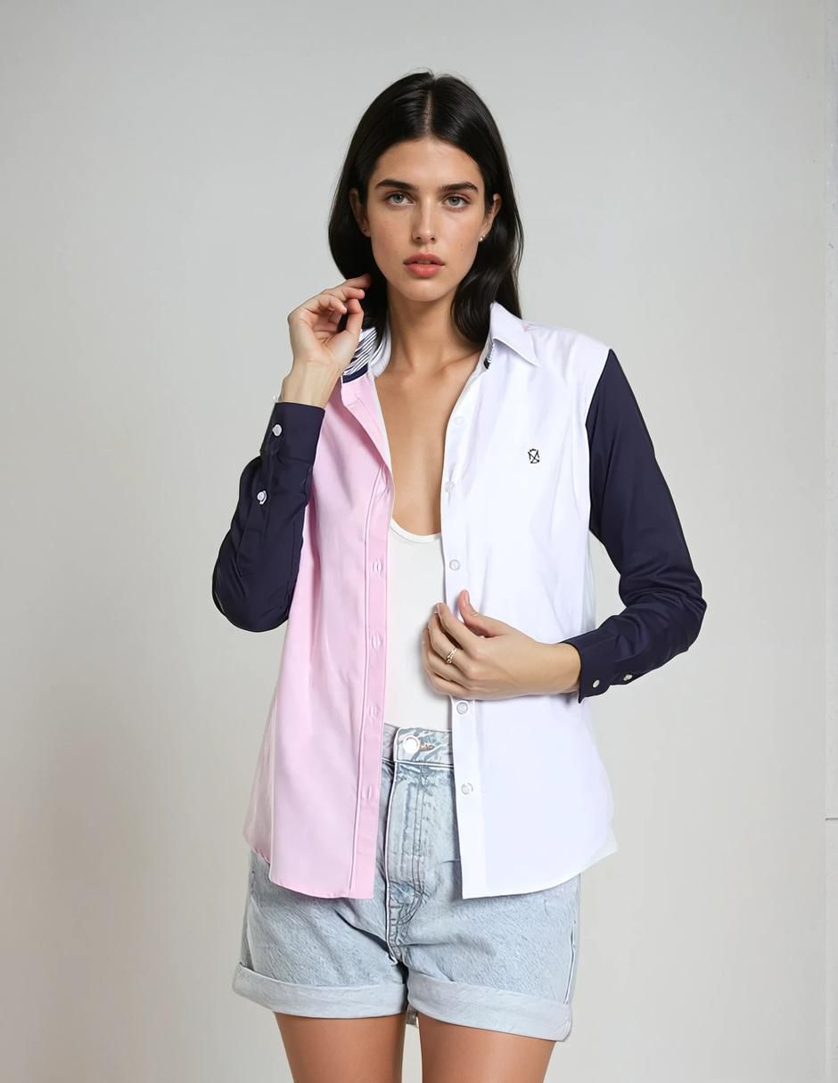Blusa camisera manga larga para mujer