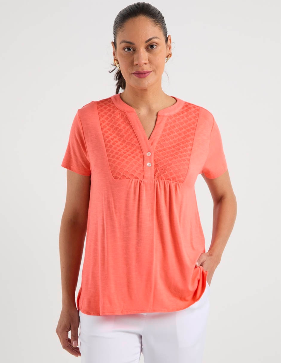 Playera manga corta cuello V para mujer 5