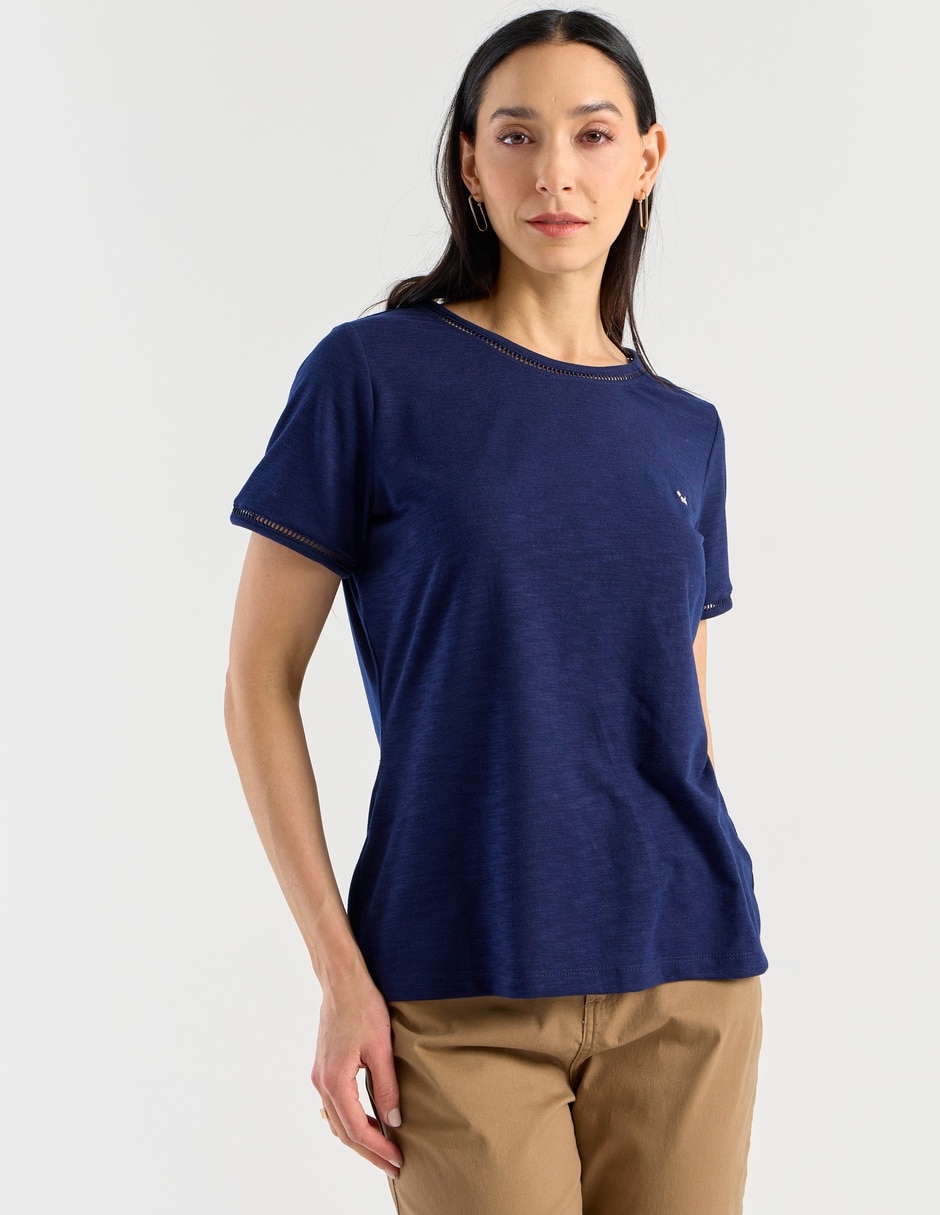 Playera manga corta cuello redondo para mujer