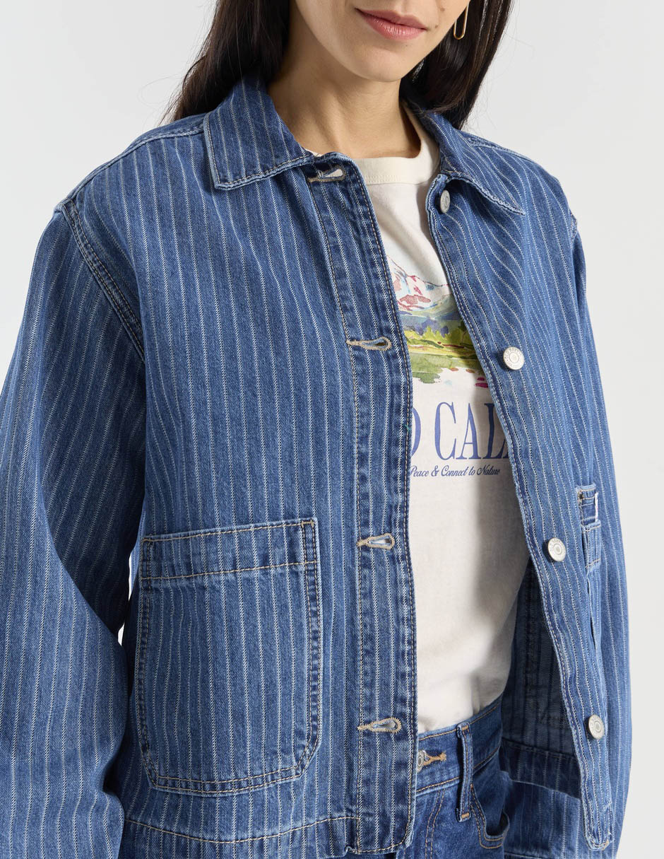 Chamarra denim de algodón para mujer 9