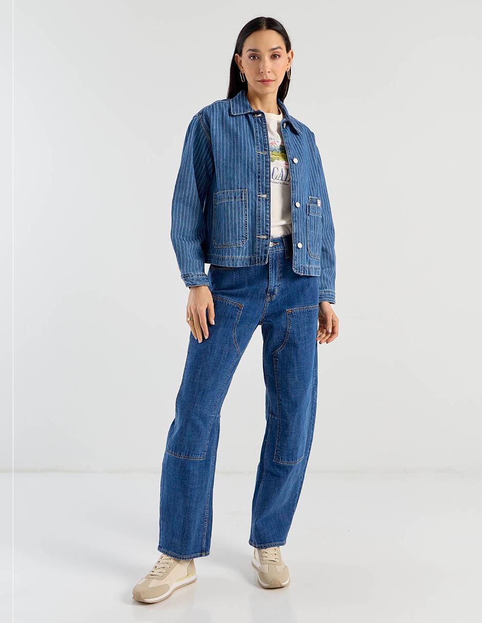 Jeans barrel cintura para mujer 7