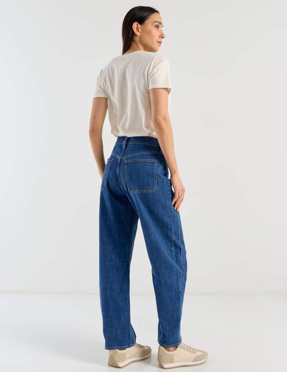 Jeans barrel cintura para mujer 11